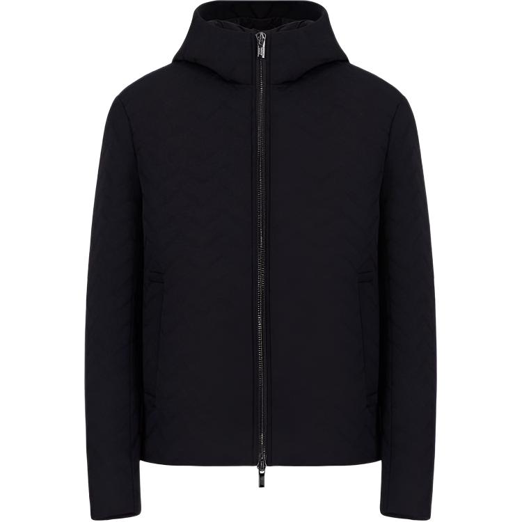 Emporio Armani Striped Straight Long-Sleeve Hooded Jacket Navy Blue 6K1B82-1JWRZ1-09C5