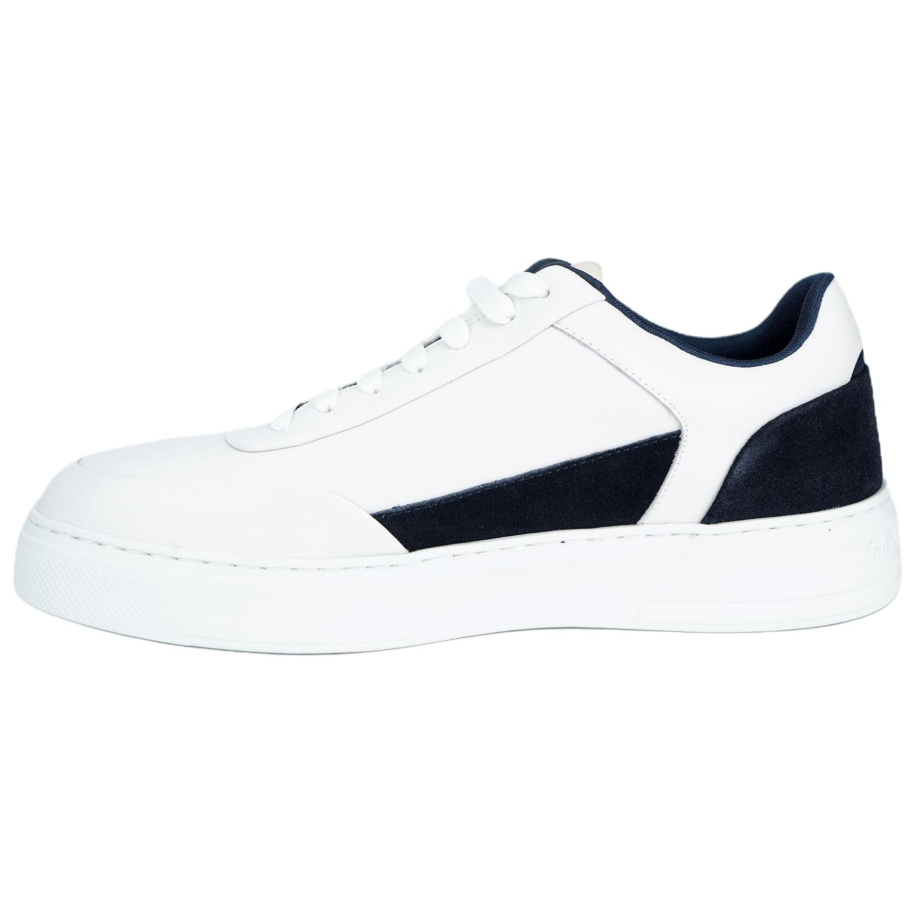 Emporio Armani Suede Low-Top Casual Sneakers White - Fashion Shoes X4X645XN9581T437