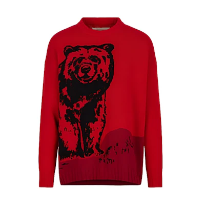 EMPORIO ARMANI Sustainable Animal Pattern Red Crewneck Sweater Men FW. 6L1MZA-1M5FZ-F314