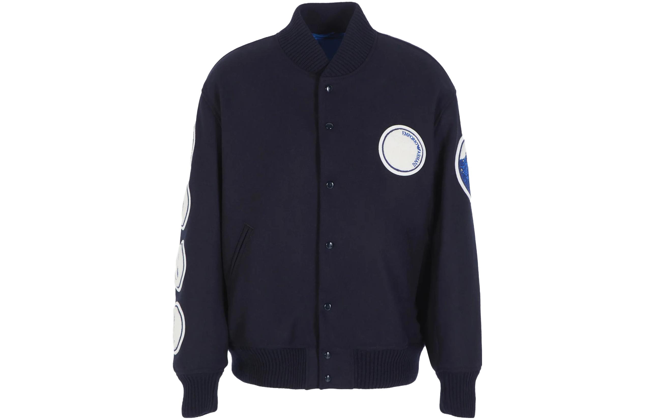 Emporio Armani Sustainable Collection Navy Blue V-Neck Bomber Jacket 6R1B7A-1K16Z-10933