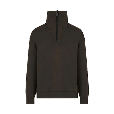 Emporio Armani Sustainable Half-Zip Mock Neck Sweatshirt Jacket Army Green 6K1MC01-JWGZ1-0518