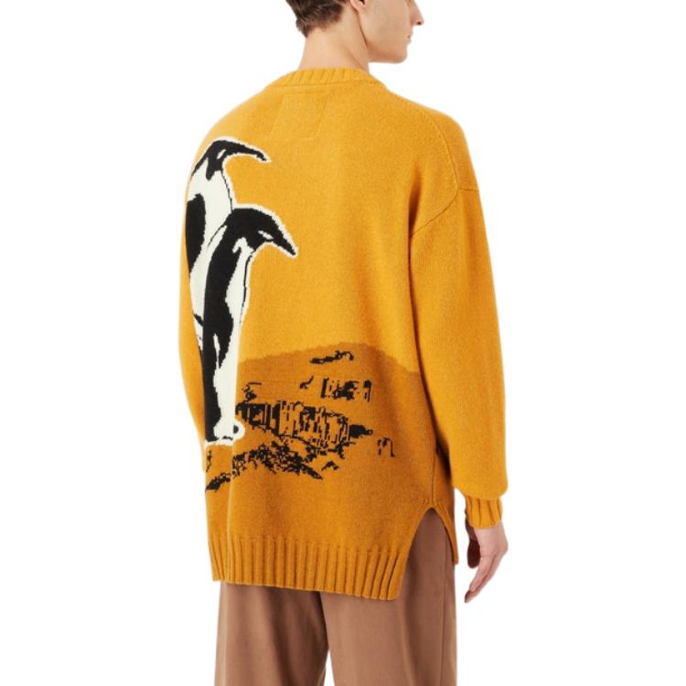 Shop エンポリオアルマーニ サステナブル ペンギン ニットセーター イエロー 秋冬モデル 6L1MZA-1M5FZ-F203