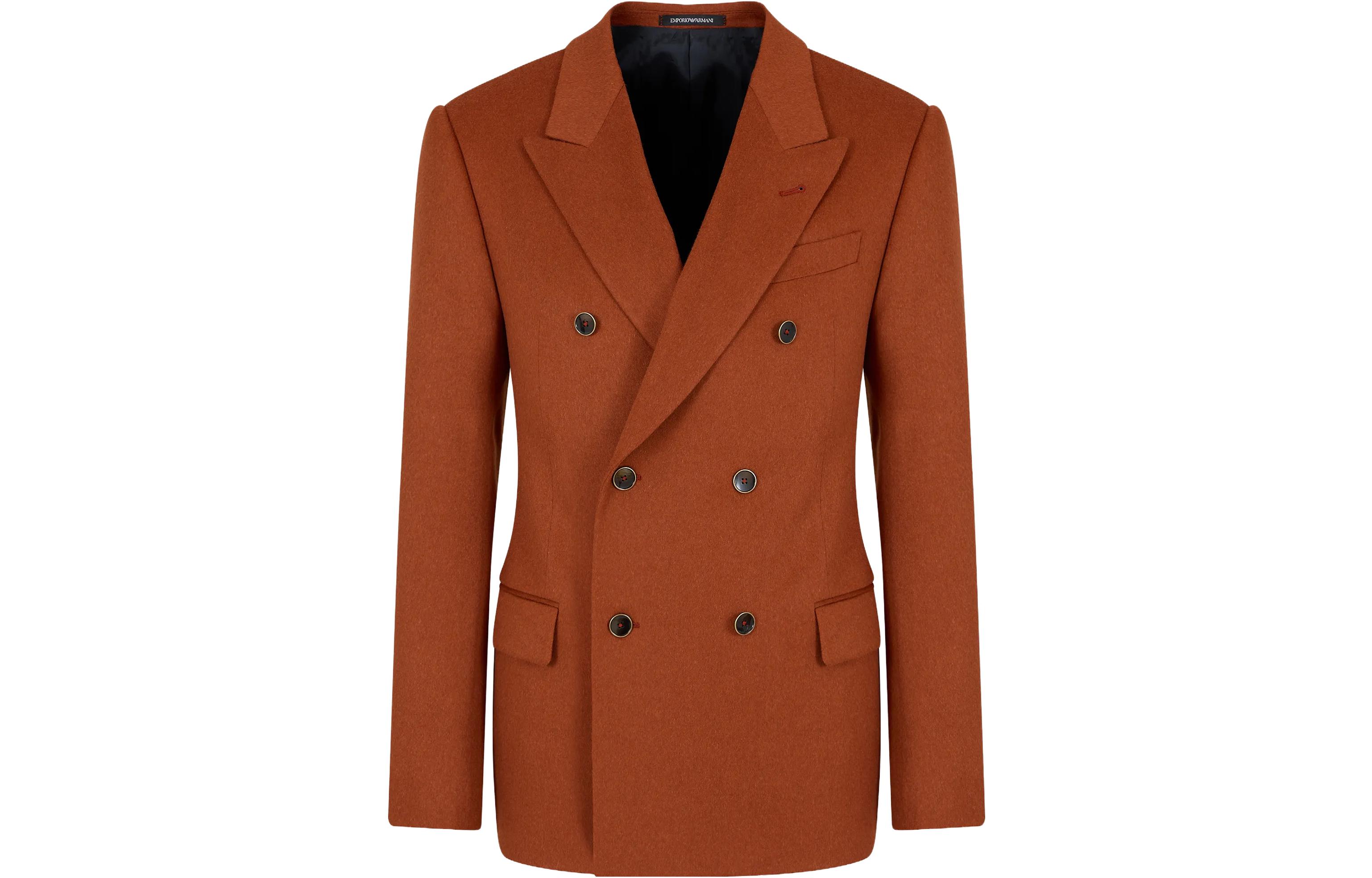 Emporio Armani Tan Tailored Double-Breasted Blazer H41GB1-E1838-1250