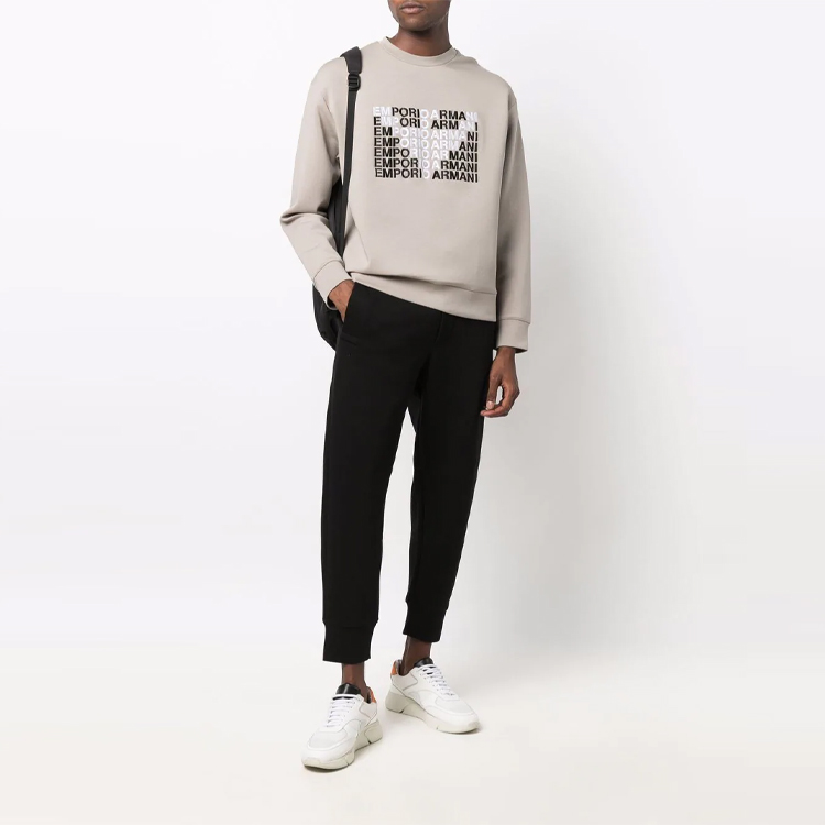 Shop Emporio Armani Tapered Knit Joggers Black FW21 8N1P92-1JHSZ-0999