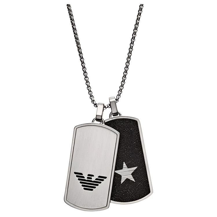 Emporio Armani Titanium Steel Necklace Fashion Dual Pendant Design EGS2675040
