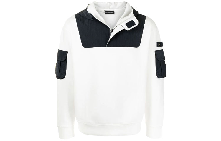 Emporio Armani Two-Tone Zip Hoodie White 3K1ME6-1JHSZ-0101