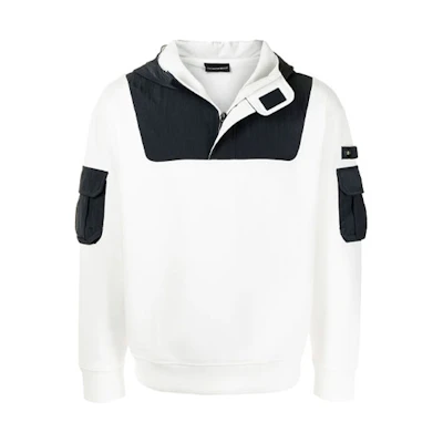 Emporio Armani Two-Tone Zip Hoodie White 3K1ME6-1JHSZ-0101