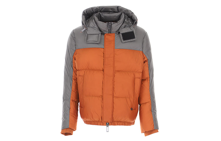 Emporio Armani Unisex Orange Colorblock Hooded Down Jacket Winter Coat 6H1BL1-1NLSZ-F621