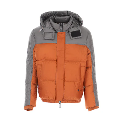 Emporio Armani Unisex Orange Colorblock Hooded Down Jacket Winter Coat 6H1BL1-1NLSZ-F621