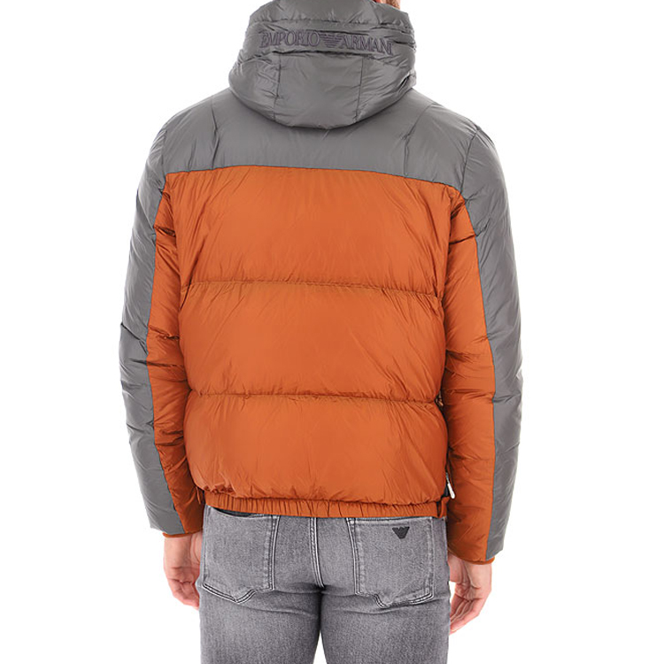 Shop Emporio Armani Chaqueta de Plumas Unisex Naranja con Capucha para Invierno 6H1BL1-1NLSZ-F621
