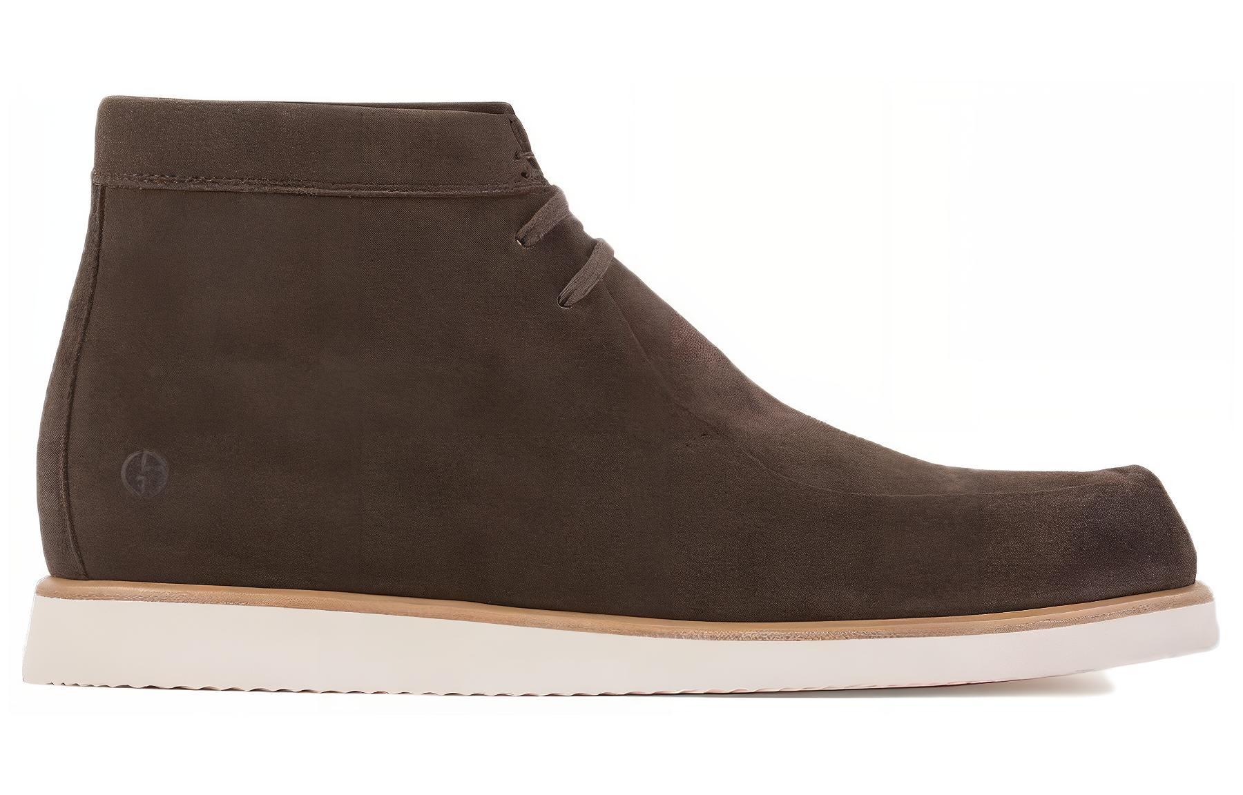 Emporio Armani Velour Lace-Up Round-Toe Fashion Ankle Boot 'Brown' 圖 2