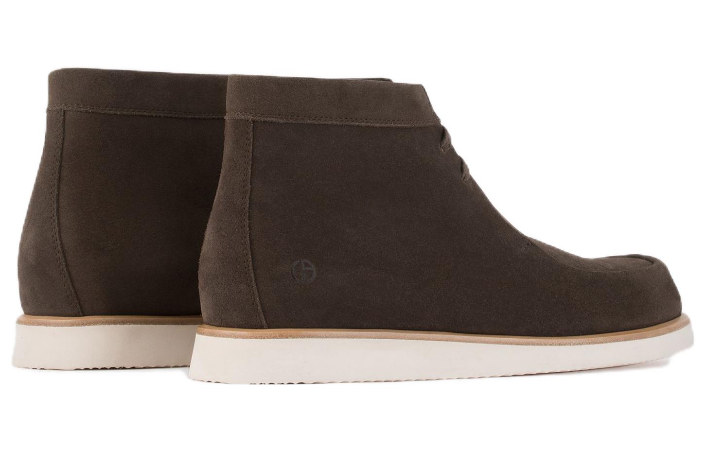 Emporio Armani Velour Lace-Up Round-Toe Fashion Ankle Boot 'Brown' 圖 5