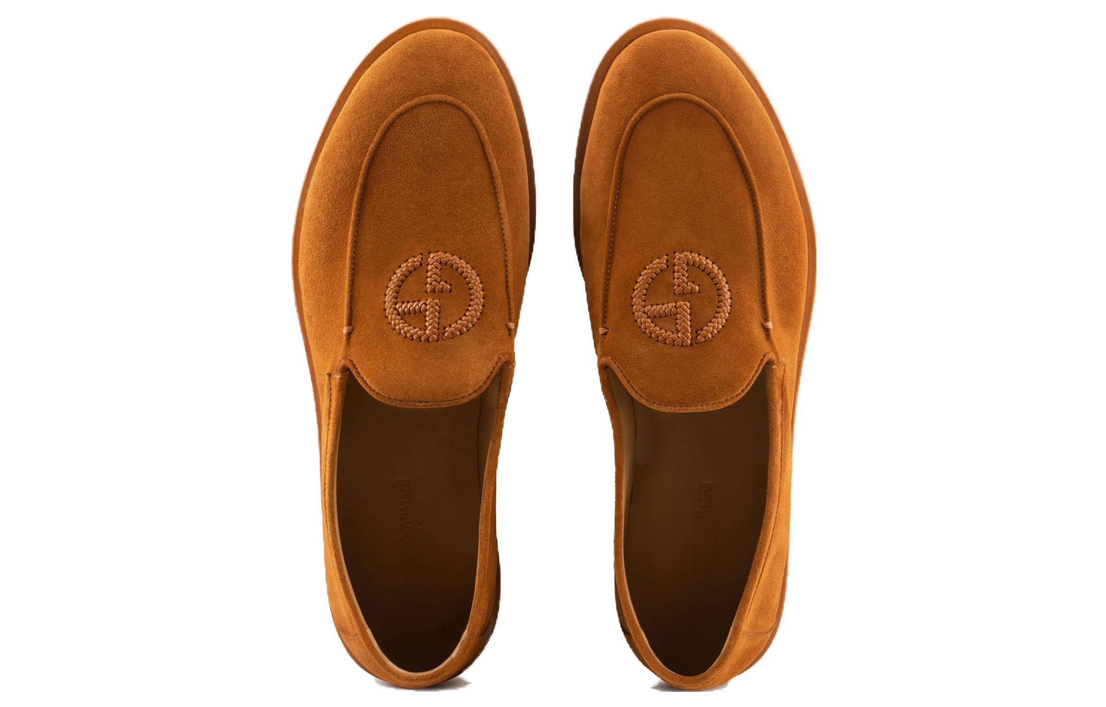 Emporio Armani Velvet Loafers 'Brown' 圖 3