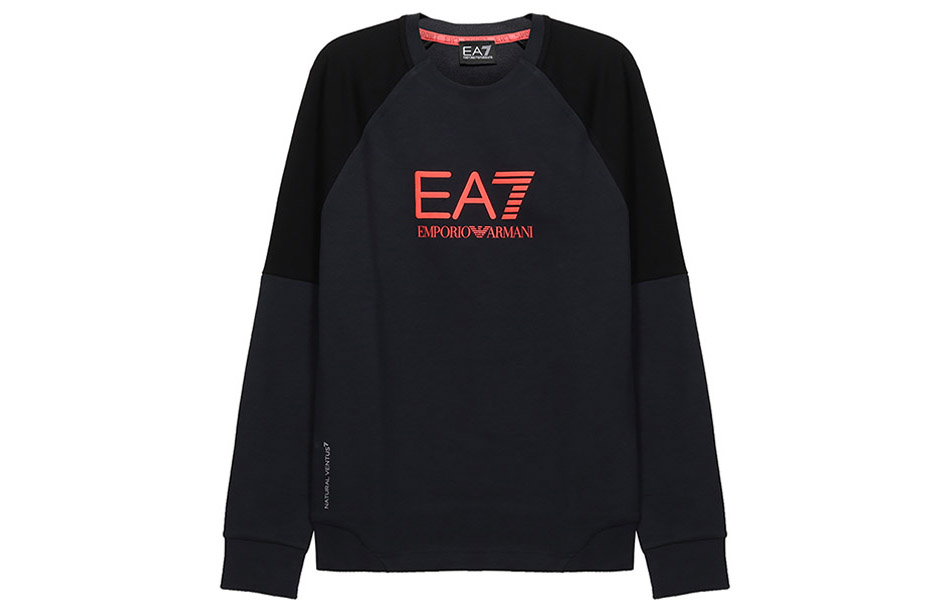 Emporio Armani Ventus7 Colorblock Logo Crewneck Sweatshirt Men Black 6KPM41-PJANZ-1578