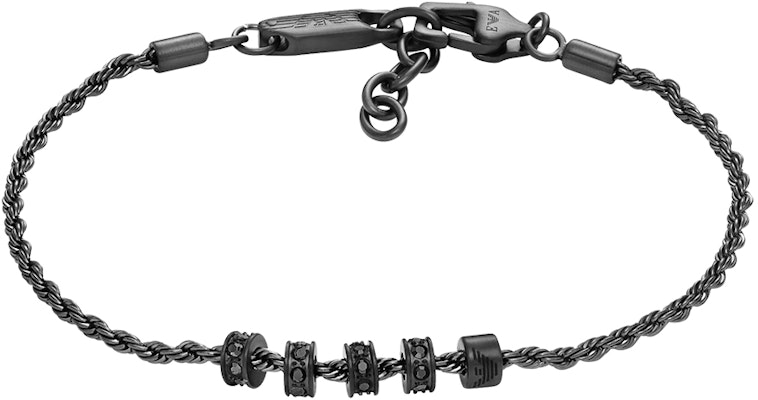 Gelang Keluli Tahan Karat Emporio Armani Lelaki - Gelap Kelabu Vintage Beaded. EGS3032060 Sizing Gelang Keluli Tahan Karat Emporio Armani Lelaki - Gelap Kelabu Vintage Beaded. EGS3032060