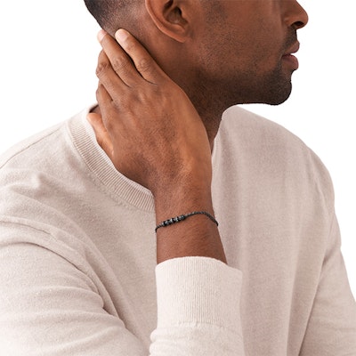 Gelang Keluli Tahan Karat Emporio Armani Lelaki - Gelap Kelabu Vintage Beaded. EGS3032060 1