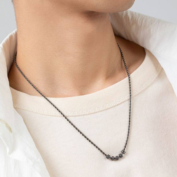 Purchase EMPORIO ARMANI Rantai Lelaki Vintage Manik Keluli Tahan Karat - Kelabu Gelap EGS3031060