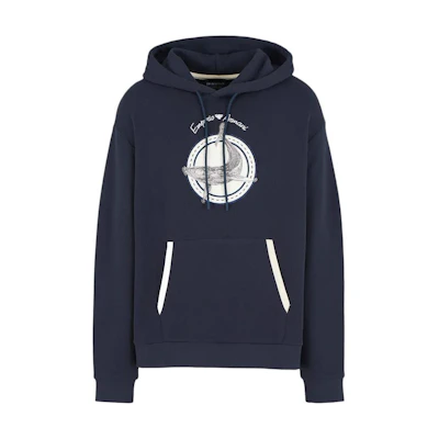 Emporio Armani Whale Patch Logo Hoodie Navy Blue FW24 6D1M6R-1J7DZ-09U7