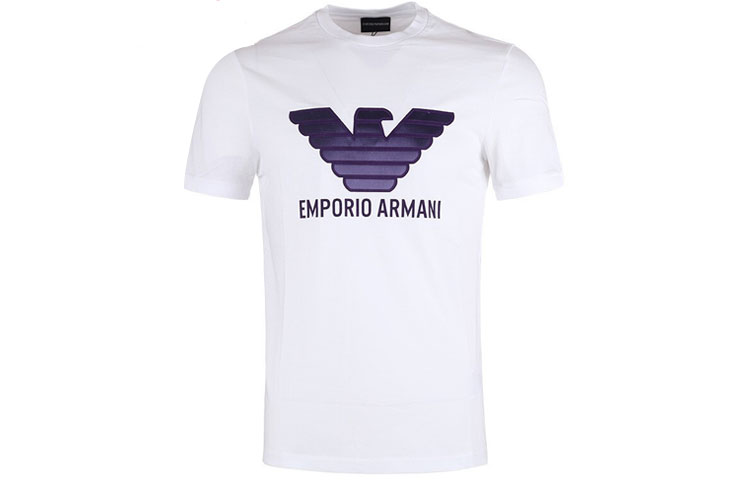 Emporio Armani White Big Logo Printed Short Sleeve Tee 3H1T67-1J30Z-0100