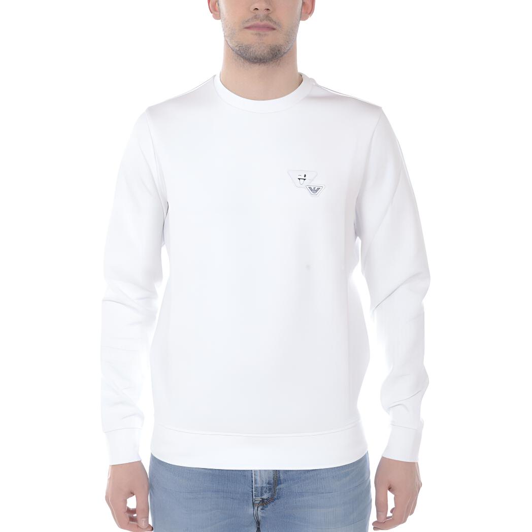 Emporio Armani White Casual Solid Color Crewneck Sweatshirt 3H1M8E-1JHSZ-100