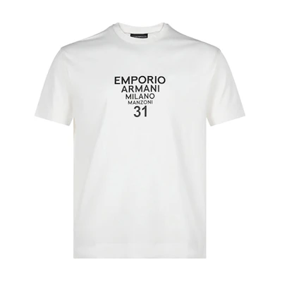 Emporio Armani White Crew Neck Logo Print T-Shirt 6H1TG5-1JTUZ-0151