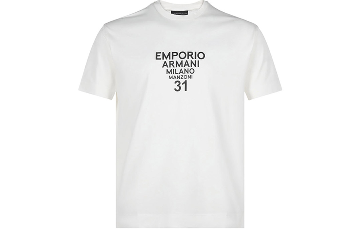 Order Emporio Armani 白色圓領印花標誌T恤 6H1TG5-1JTUZ-0151