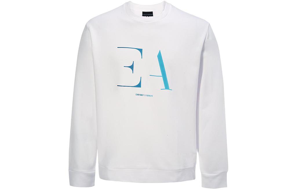 Emporio Armani White Crewneck Logo Print Casual Long Sleeve Sweatshirt 3H1M95-1J07Z-0100