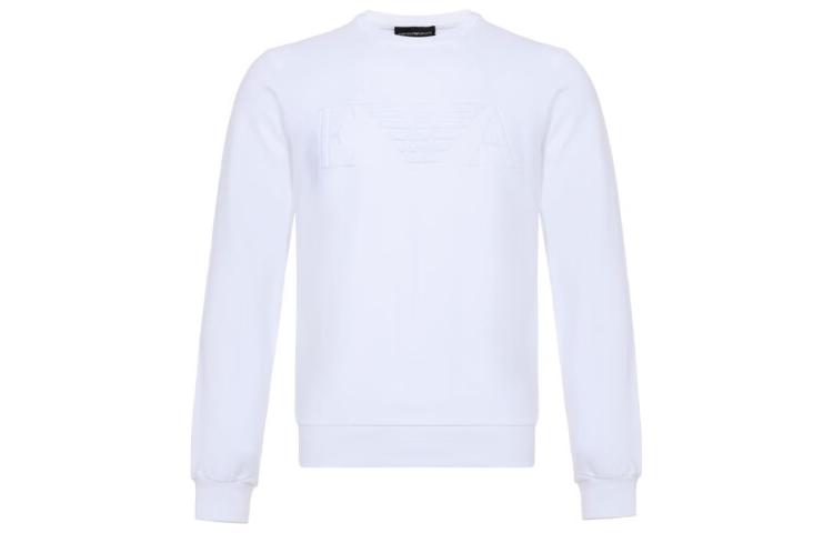 Emporio Armani White Crewneck Logo Print Long Sleeve Sweatshirt 3G1M68-1J04Z-0100