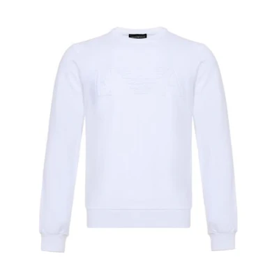 Emporio Armani White Crewneck Logo Print Long Sleeve Sweatshirt 3G1M68-1J04Z-0100