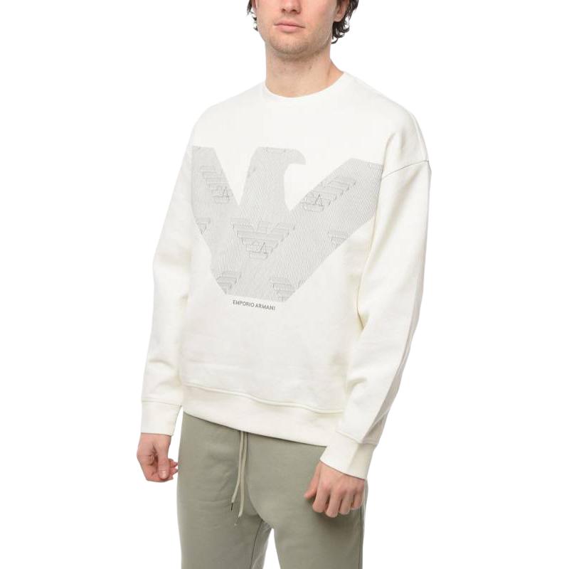 Emporio Armani White Crewneck Logo Sweatshirt 3L1MFP-1JHSZ-0101