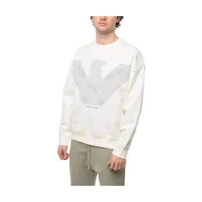 Emporio Armani White Crewneck Logo Sweatshirt 3L1MFP-1JHSZ-0101