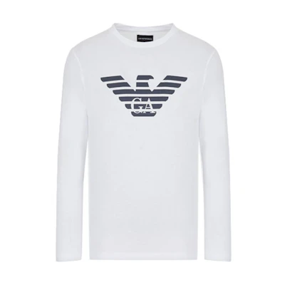Emporio Armani White Graphic Print Crewneck Long Sleeve Casual T-Shirt 8N1TN8-1JPZZ-0147