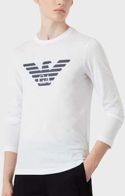 Emporio Armani 白色圖案印花長袖圓領休閒T恤 8N1TN8-1JPZZ-0147 Purchase Emporio Armani 白色圖案印花長袖圓領休閒T恤 8N1TN8-1JPZZ-0147