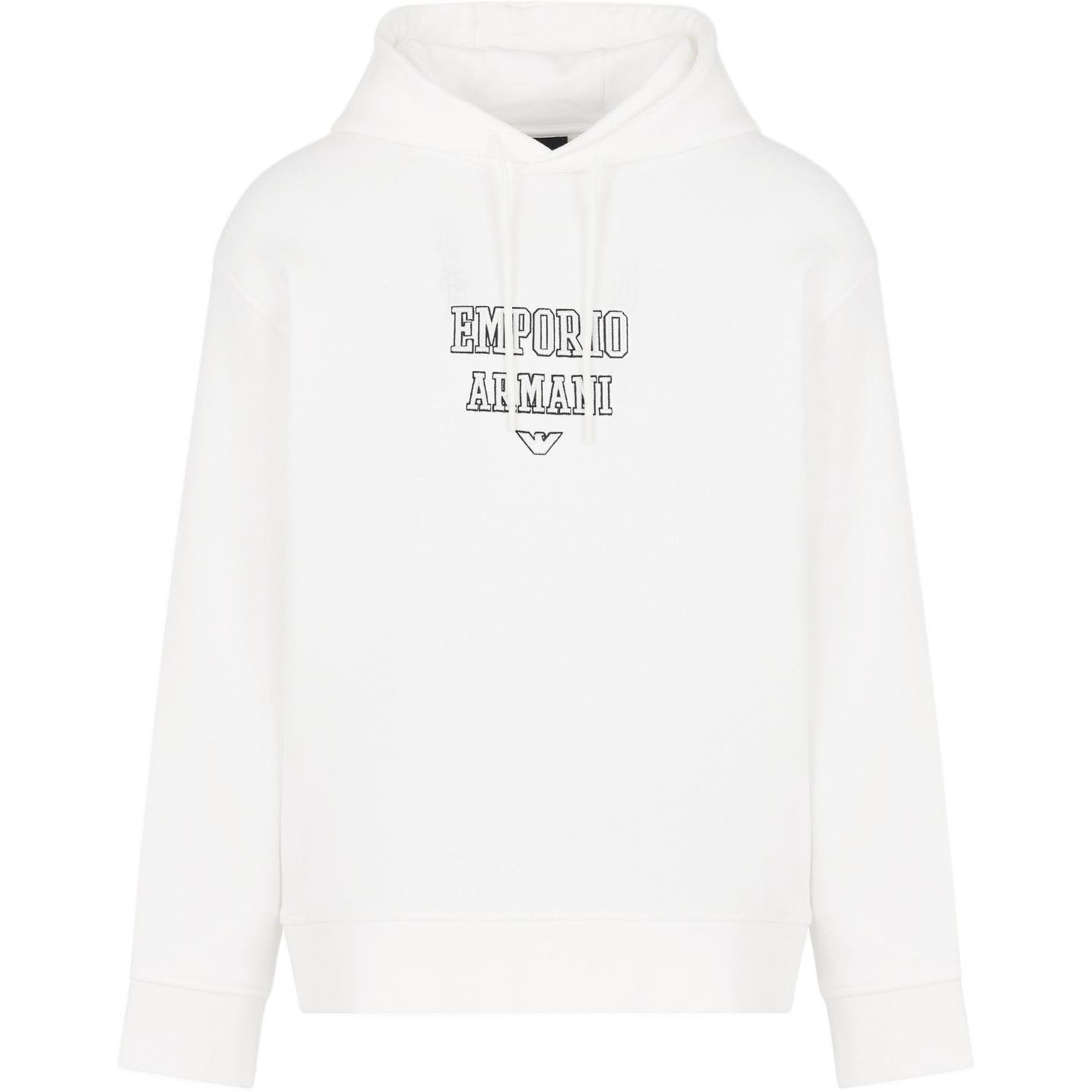 Emporio Armani White Hoodie with Embroidered Logo 6D1MD2-1JWPZ-01P4