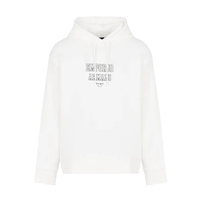 Emporio Armani White Hoodie with Embroidered Logo 6D1MD2-1JWPZ-01P4