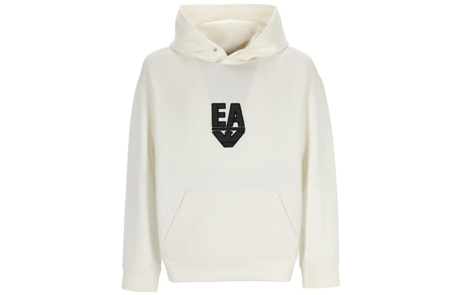 Emporio Armani White Hoodie with Logo Print and Solid Color Design 6L1MC4-1JHSZ-0128