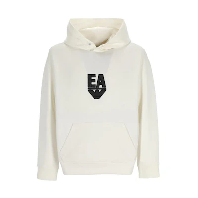 Emporio Armani White Hoodie with Logo Print and Solid Color Design 6L1MC4-1JHSZ-0128