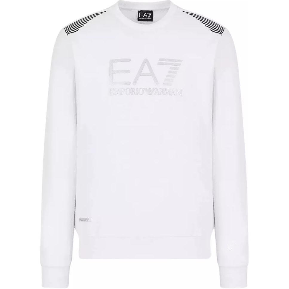 Emporio Armani White Letter Print Crew Neck Pullover Sweatshirt 3DPM40-PJLIZ-1100