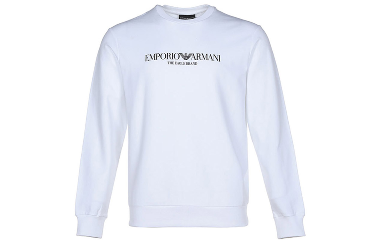 Emporio Armani White Logo Cotton Crewneck Sweatshirt 8N1ME8-1J04Z-0100
