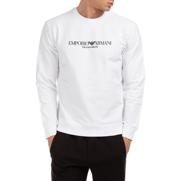 Details for Emporio Armani 白色標誌純棉圓領運動衫 8N1ME8-1J04Z-0100