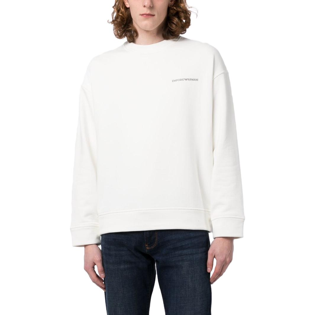 Emporio Armani White Logo Print Crewneck Long-Sleeve Sweatshirt 3R1MDP-1JWPZ-14486