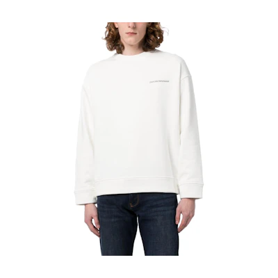 Emporio Armani White Logo Print Crewneck Long-Sleeve Sweatshirt 3R1MDP-1JWPZ-14486