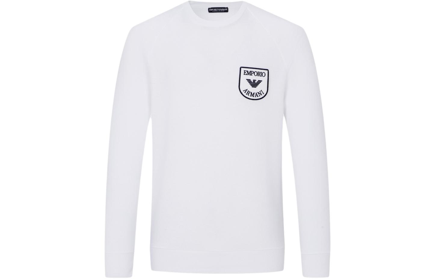 Emporio Armani White Logo Print Crewneck Sweatshirt 111062-2R571-00010