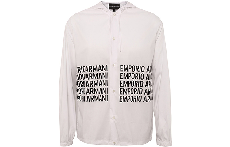 Emporio Armani White Logo Print Hooded Jacket 3H1C88-1N6RZ-0100