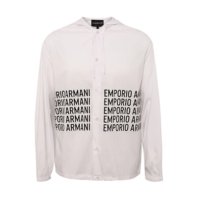Emporio Armani White Logo Print Hooded Jacket 3H1C88-1N6RZ-0100