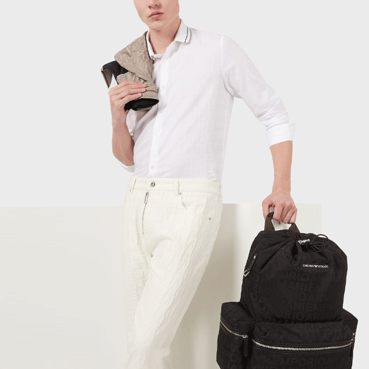 Shop Emporio Armani White Long Sleeve Single-Breasted Collar Shirt 6K1CD2-1NI5Z-F103