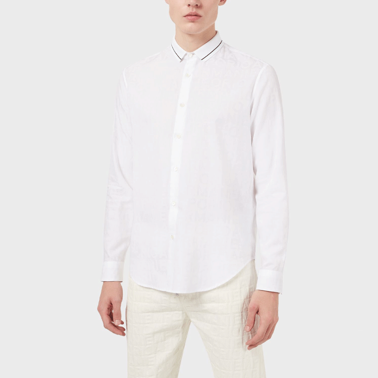 Purchase Emporio Armani White Long Sleeve Single-Breasted Collar Shirt 6K1CD2-1NI5Z-F103