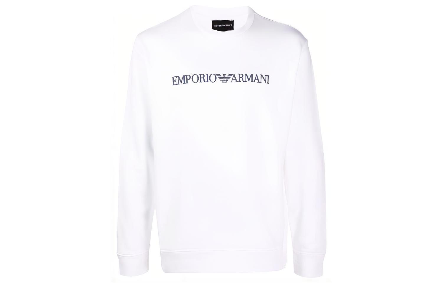 Emporio Armani White Loose-Fit Crewneck Sweatshirt with Letter Print 8N1MR6-1JRIZ-F109