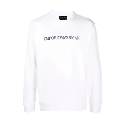 Emporio Armani White Loose-Fit Crewneck Sweatshirt with Letter Print 8N1MR6-1JRIZ-F109