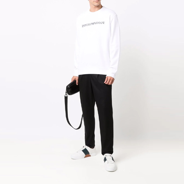Emporio Armani White Loose-Fit Crewneck Sweatshirt with Letter Print 8N1MR6-1JRIZ-F109 圖 3